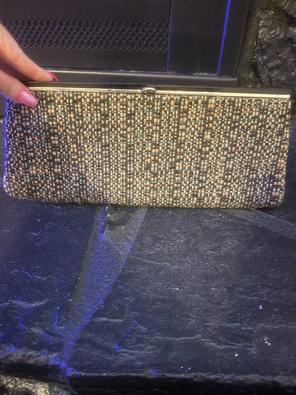 Banana Republic -  Woven Clutch - multi color stitching and Black